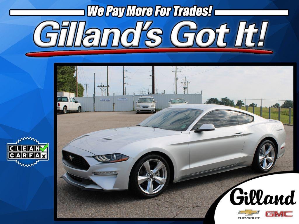 2019 Ford Mustang EcoBoost in Silver — front three-quarter view