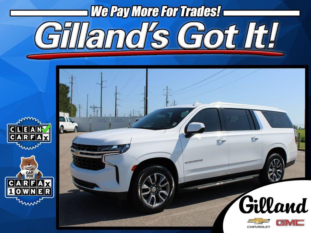 2023 Chevrolet Suburban LS in Summit White — front three-quarter view