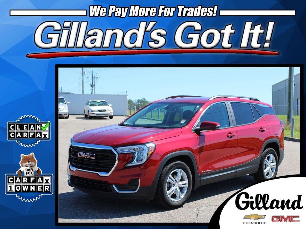 2023 GMC Terrain SLE in Volcanic Red Tintcoat — front three-quarter view