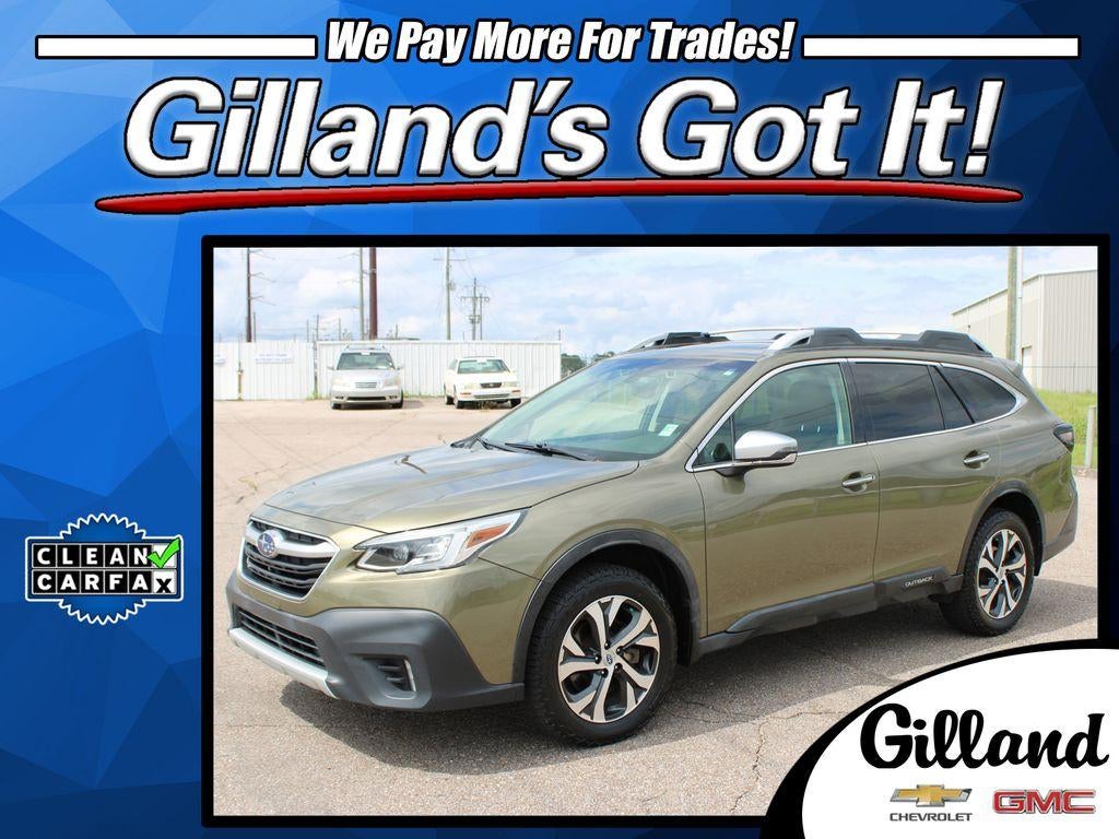 2020 Subaru Outback Touring in Green — front three-quarter view